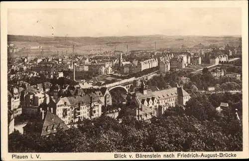 Ak Plauen im Vogtland, Blick vom Bärenstein nach der Friedrich August Brücke