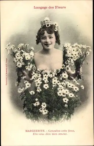 Ak Langage des Fleurs, Marguerite, Blumensprache