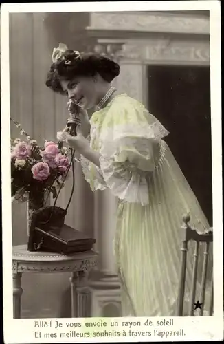 Ak Allo, Je vous envoie un rayon de soleil, Frau am Telefon