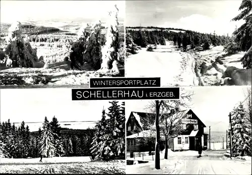 Ak Schellerhau Altenberg im Erzgebirge, Winteransichten, Oberer Gasthof