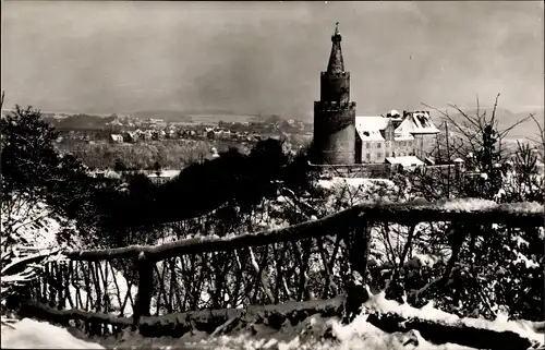 Ak Weida in Thüringen, Blick zur Osterburg, Winter