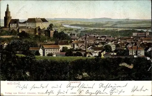 Ak Weida in Thüringen, Totalansicht, Schloss