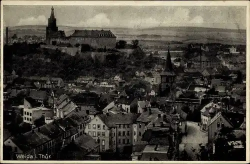 Ak Weida in Thüringen, Panorama vom Ort, Schloss Osterburg