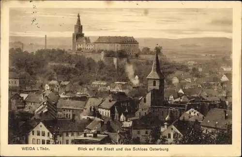 Ak Weida in Thüringen, Blick auf die Stadt und das Schloss Osterburg