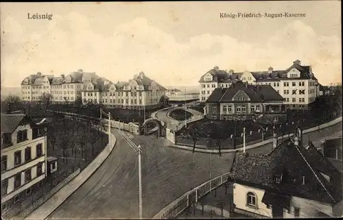 Ak Leisnig in Sachsen, König-Friedrich-August-Kaserne