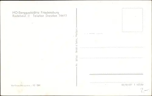 Ak Radebeul Sachsen, Friedensburg, HO Berggaststätte