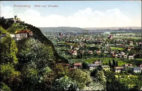 Ak Niederlößnitz Radebeul Sachsen, Friedensburg, Blick a. Dresden, Panorama