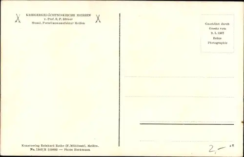 Ak Meißen in Sachsen, Kriegergedächtniskirche, Innenansicht, Porzellan