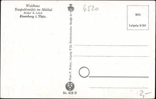 Ak Eisenberg in Thüringen, Waldhaus Naupoldsmühle