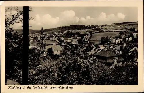 Ak Kirchberg in Sachsen, Teilansicht vom Geiersberg, Kirchturm