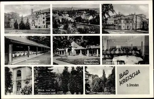 Ak Kreischa im Erzgebirge, Sanatorium, Wandelhalle, Liegehalle, Speisesaal