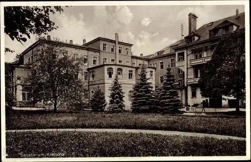 Ak Kreischa Sachsen, Blick vom Park auf das Sanatorium