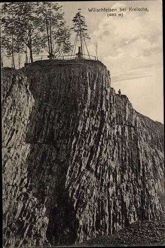 Ak Kreischa bei Dresden, Wilischfelsen