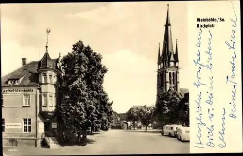 Ak Weinböhla in Sachsen, Partie an der Kirche, Kirchplatz, Gasthof Weinböhla