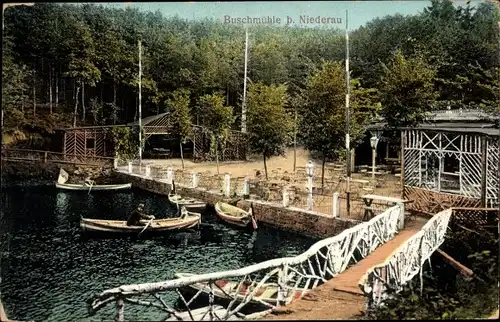 Ak Niederau in Sachsen, Buschmühle, Gondelteich