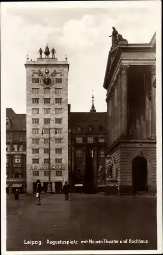 Ak Leipzig, Augustusplatz mit neuem Theater und Hochhaus