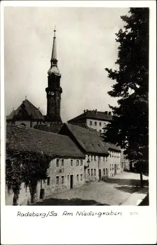 Ak Radeberg in Sachsen, Am Niedergraben, Kirchturm