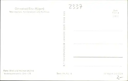 Ak Seebad Binz auf Rügen, Wendeplatz, Konzertplatz und Kurhaus