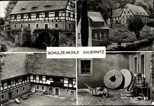 Ak Gauernitz Klipphausen in Sachsen, Schulze-Mühle, Mühlsteine, Modell einer Getreidemühle