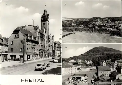 Ak Freital in Sachsen, Rathaus, Teilansicht, Blick zum Windberg