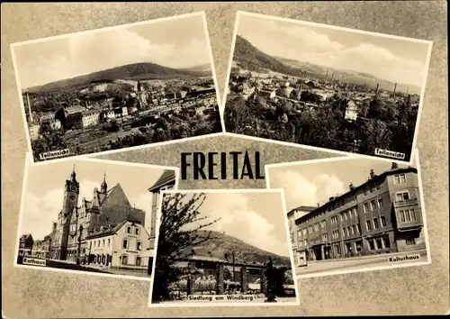 Ak Freital in Sachsen, Teilansicht, Rathaus, Kulturhaus, Siedlung am Windberg