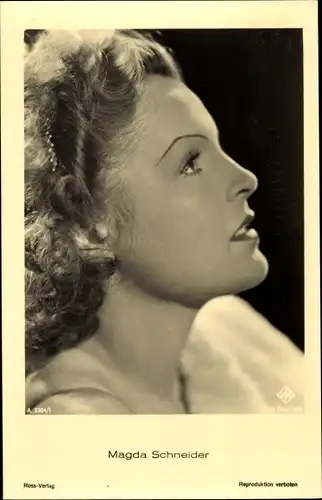 Ak Schauspielerin Magda Schneider, seitliches Profil, Ross Verlag A 3364/1
