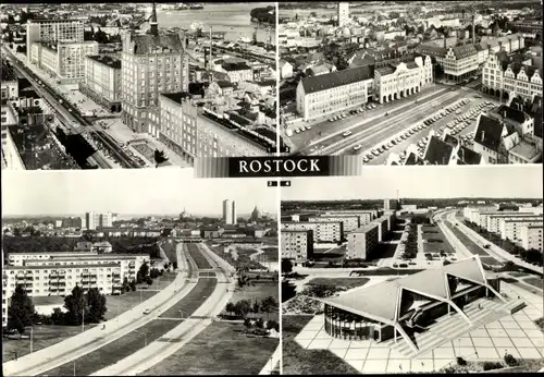 Ak Hansestadt Rostock, Lange Str., Stadthafen, Südstadt, Ernst Thälmann Platz, Kosmos Gaststätte