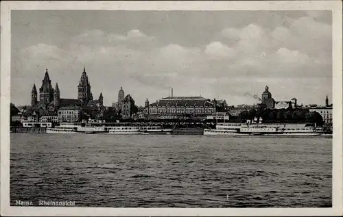 Ak Mainz am Rhein, Rheinansicht, Panorama