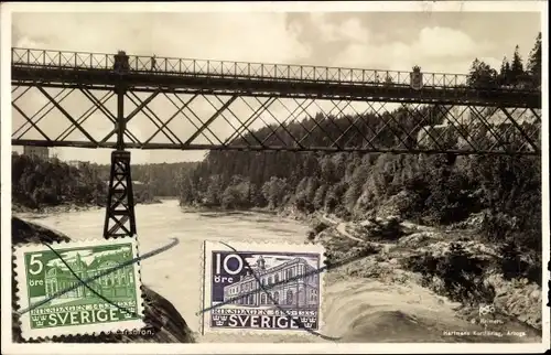 Ak Schweden, Brücke, Fluss, Wald