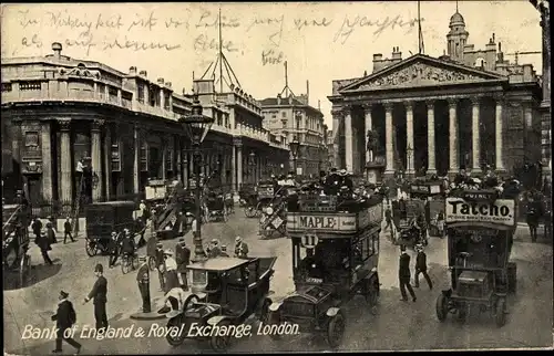 Ak London City England, Bank of England and Royal Exchange