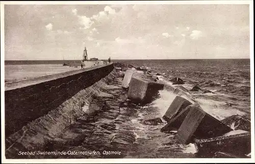 Ak Chorzelin Osternothafen Świnoujście Swinemünde Pommern, Ostmole, Wellenbrecher