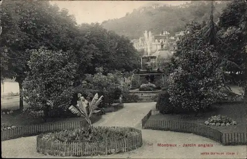 Ak Montreux Kanton Waadt Schweiz, Jardin anglais