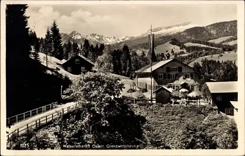 Ak Hirschegg Mittelberg in Vorarlberg, Walserschanze, Österreichisches Grenzwirtshaus