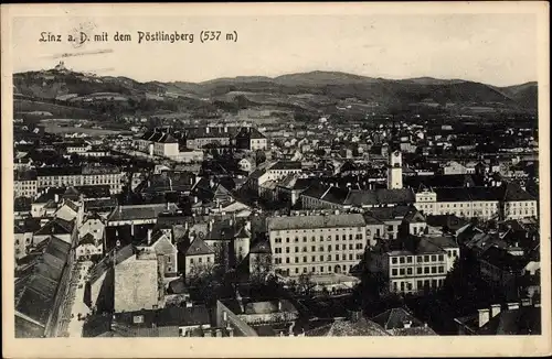 Ak Linz an der Donau Oberösterreich, Totale mit dem Pöstlingberg