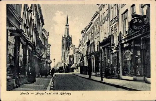 Ak Gouda Südholland Niederlande, Hoogstraat met Kleiweg