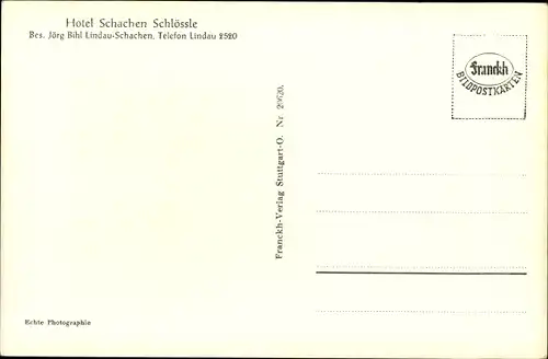 Ak Bad Schachen Lindau am Bodensee Schwaben, Hotel Schachen Schlössle