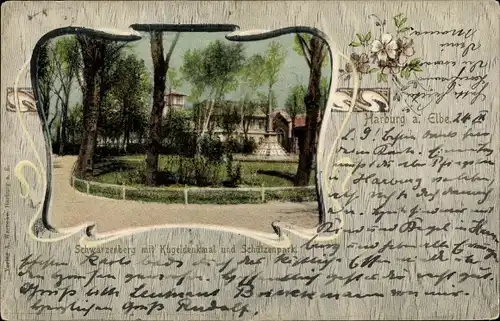 Ak Hamburg Harburg, Schwarzenberg mit Kugeldenkmal, Schützenpark