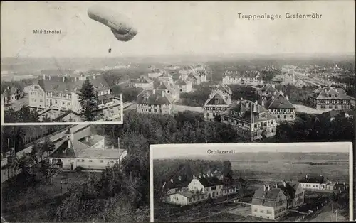 Ak Grafenwöhr in der Oberpfalz Bayern, Truppenlager, Militärhotel, Lazarett