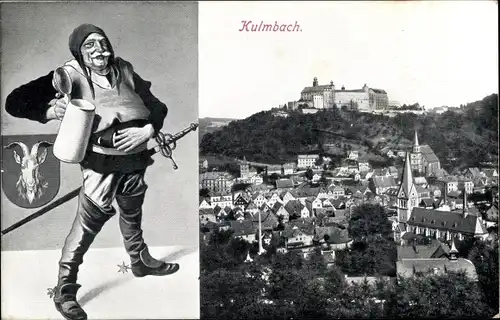Ak Kulmbach in Oberfranken, Gesamtansicht, Bierkrug