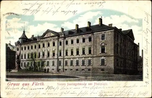 Ak Fürth in Mittelfranken Bayern, Neues Justizgebäude am Hallplatz