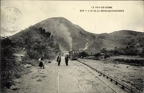 Ak Puy de Dôme, L'Arret du Bois des Charmes, Bergbahn