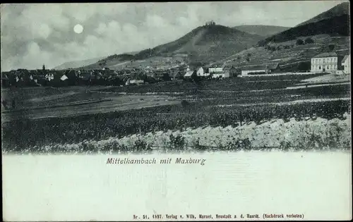 Mondschein Ak Mittelhambach Hambach Neustadt an der Weinstraße, Maxburg