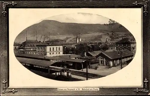 Passepartout Ak Neustadt an der Haardt Neustadt an der Weinstraße, Bahnhof, Gleisansicht