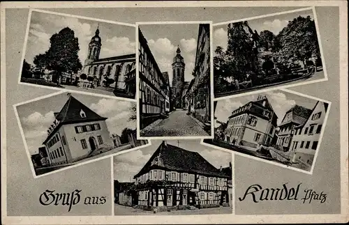 Ak Kandel in der Pfalz Bienwald, Straßenansichten, Kirche