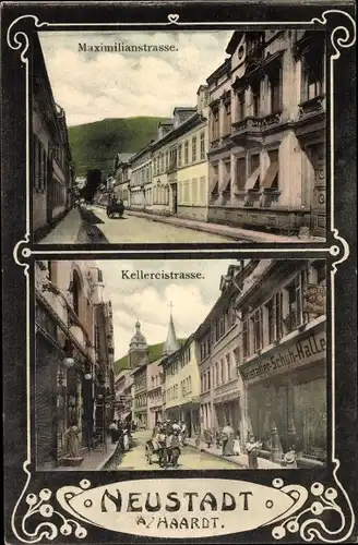 Ak Neustadt an der Haardt Neustadt an der Weinstraße, Maximilianstraße, Kellereistraße, Schuh Halle