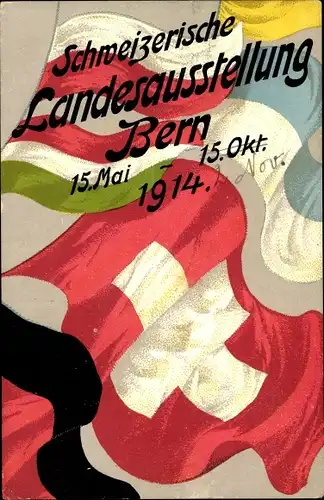 Ak Bern Stadt Kanton Bern, Schweizerische Landesausstellung 1914, Fahnen
