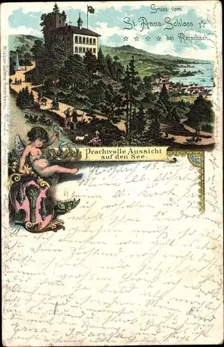 Litho Rorschach Kanton Sankt Gallen Schweiz, St. Anna Schloss, See