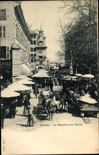 Ak Genève Genf Schweiz, Le Marché aux fleurs, Blumenmarkt