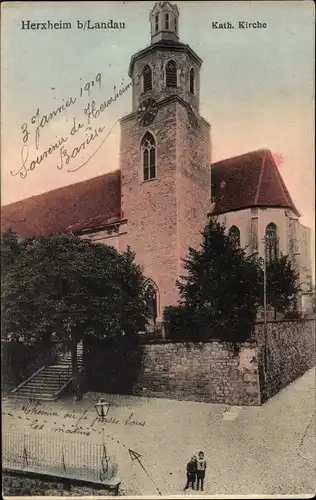 Ak Herxheim bei Landau in der Pfalz, Kath. Kirche