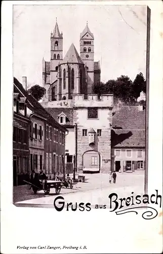 Ak Breisach am Oberrhein, Marktplatz mit Münster